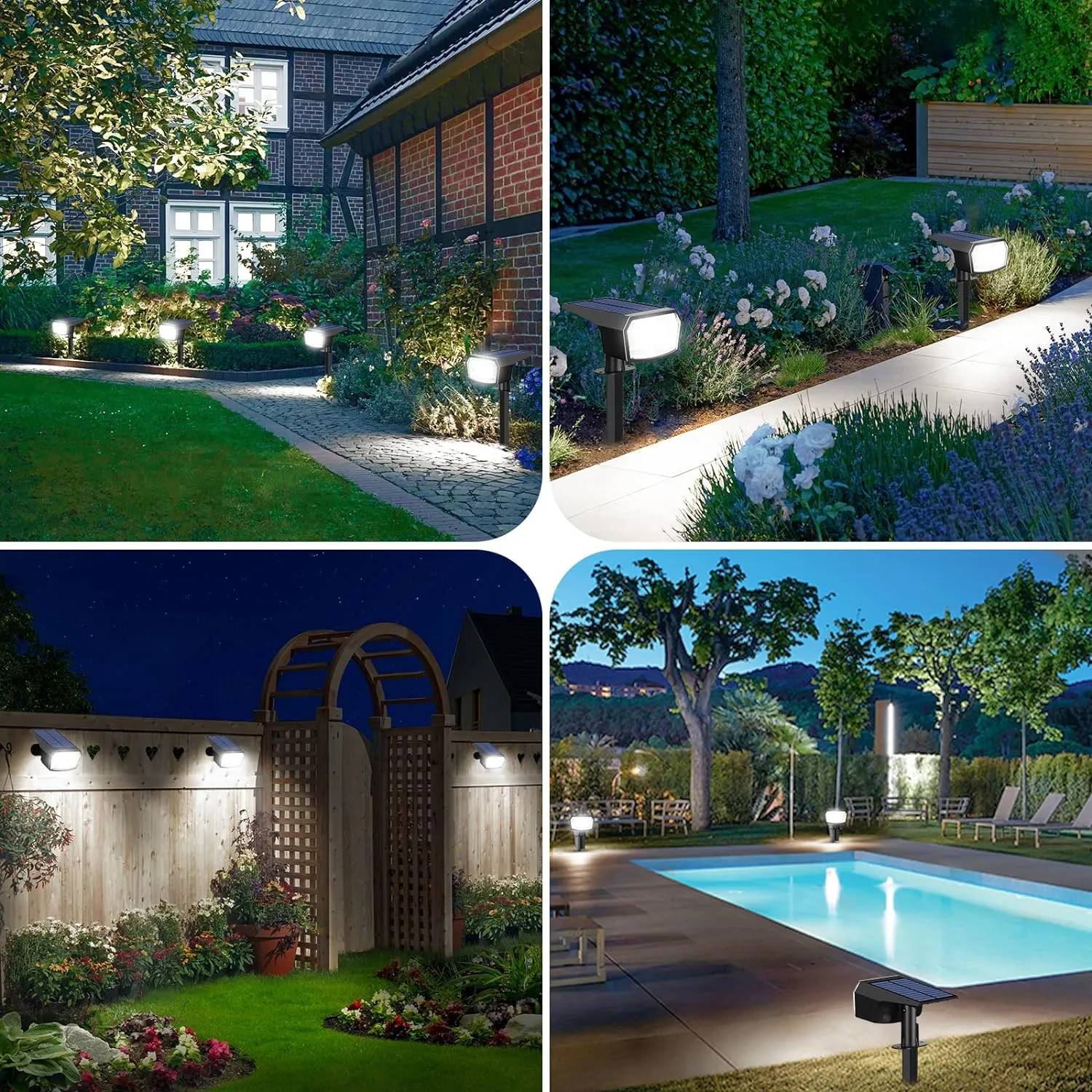 8-Pack Solar Spot Lights Outdoor, 59 LED Solar Lights Outdoor Waterproof, Outdoor Solar Lights for Yard with 3 Lighting Modes, Landscape Spotlights for Garden Pathway Driveway Walkway