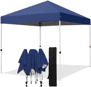 8x8ft Pop Up Canopy, Popup Outdoor Canopy Tent with Carrying Bag,Portable Gazebo Shelter for Patio,Deck,Garden,Beach（Dark Blue）