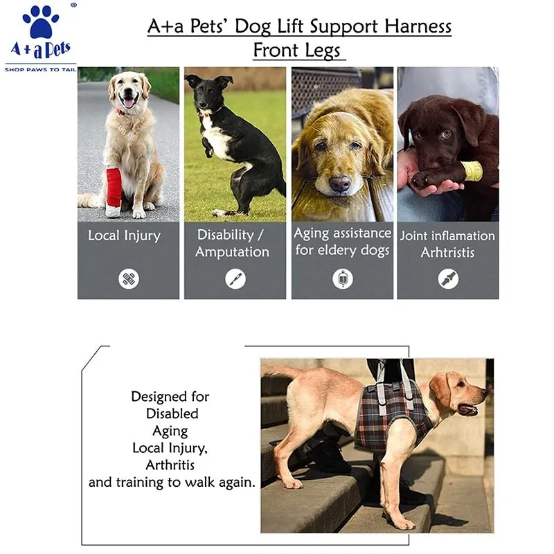 A a Pets' Multi Function Everyday Vest Harness with Front Leg Lift Support