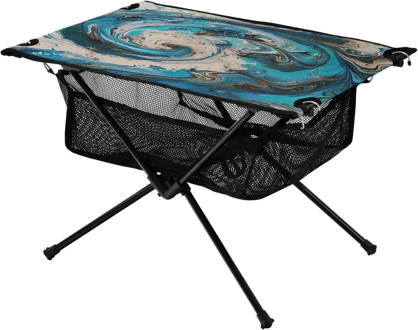 Abstract Marble Texture Portable Folding Camping Table, Compact Lightweight Beach Table with Carrying Bag for Outdoor Picnics, BBQs, Camp