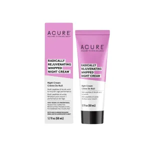 ACURE Radically Rejuvenating Whipped Night Cream - Anti-Aging Support, Multi-Peptides, Ferulic Acid & Vitamin C - Ultimate Night Repair, Hydrate and Rejuvenate - Vegan Plant Based-Infused - 1.7 Fl Oz