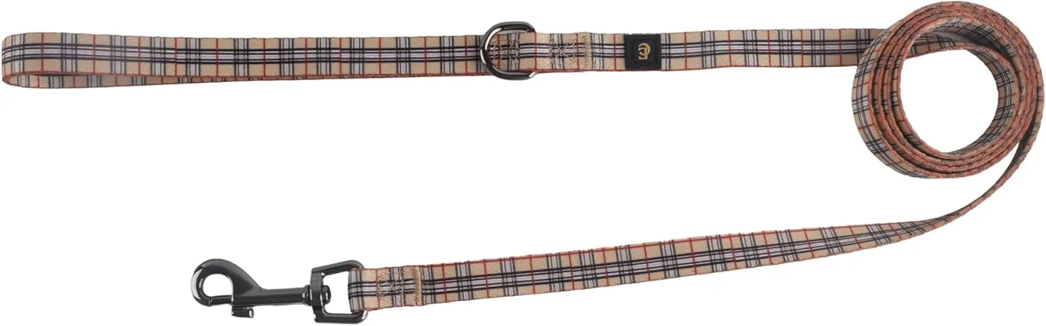 Adjustable Dog Harness, Leash, Poop Bag Holder/Dispenser and Bandana Set, No Pull, Soft Mesh Padded, for Small/Medium Dogs Outdoor Walking/Running (Large, Furberryplaid)