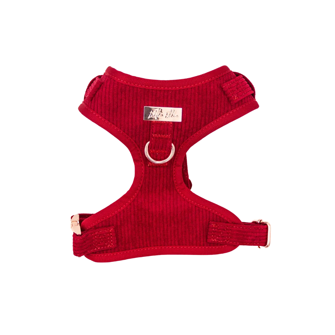 Adjustable Dog Harness LUXE| Red Corduroy