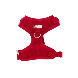 Adjustable Dog Harness LUXE| Red Corduroy