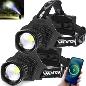 Aikertec Rechargeable Headlamp, High Light Headlamps for Adults Flashlight Headlamp with 8 Modes, IPX6 Waterproof Head Lamp for Hunting Hiking, Running, Fishing, Camping