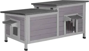 Aivituvin Cat House Outdoor Feral Cat Shelter Weatherproof Cat Condo for Winter Double Rooms Kitty Cage
