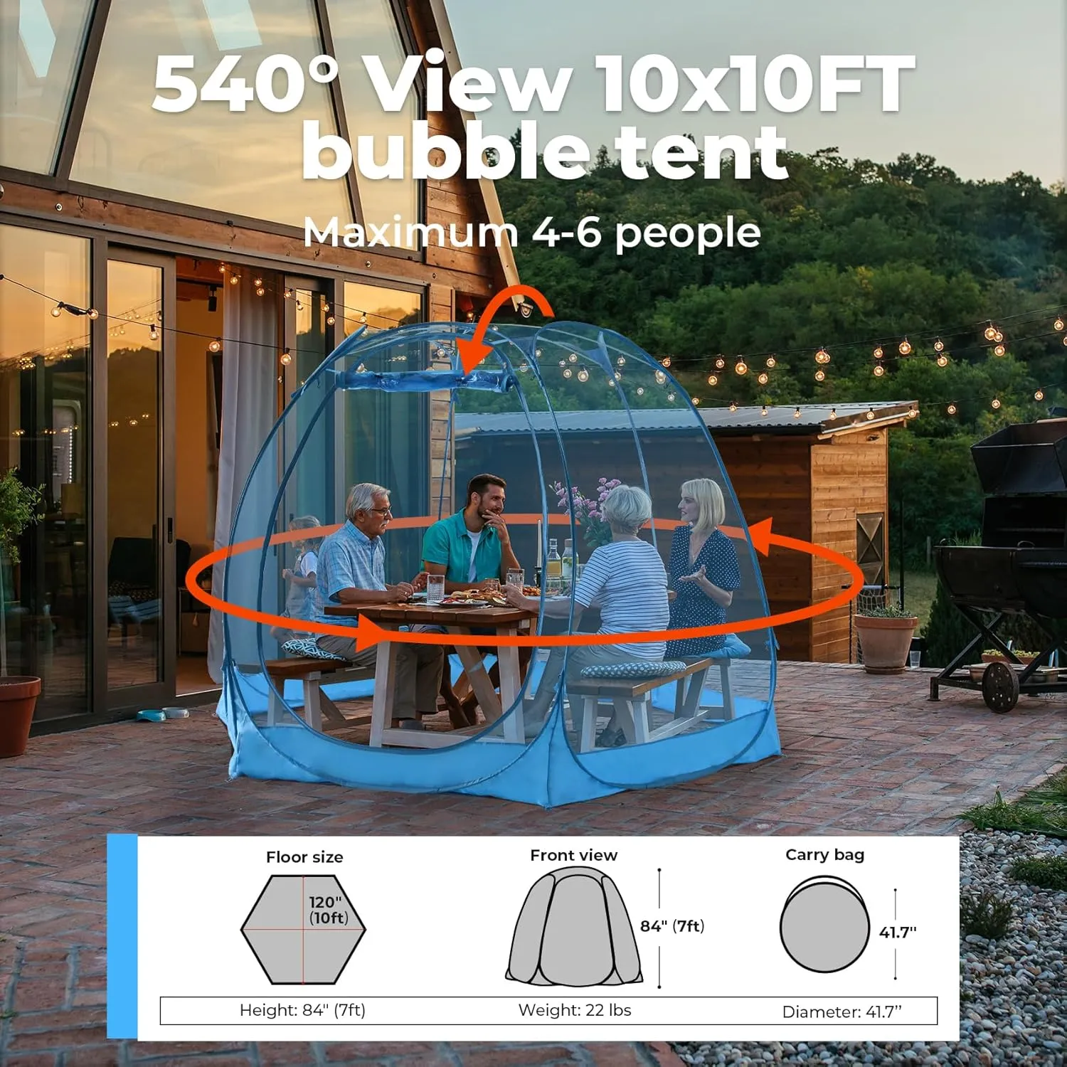 All Weather Proof Pod,Outdoor Weather Tent Sports Pod,540°View Bubble,Pop Up Screen House with Carry Bag,Screen Room for Sport Event,Camping,Fishing,Cheering