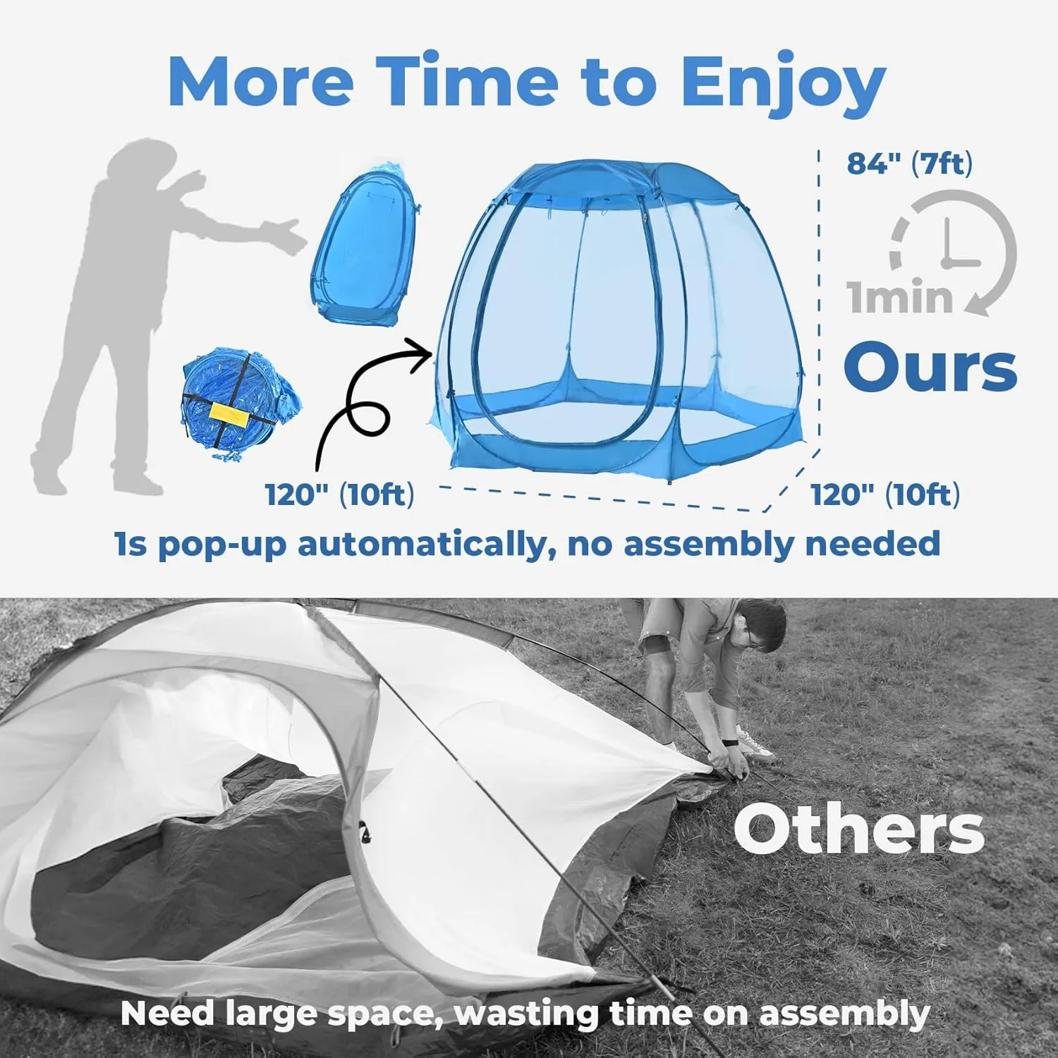 All Weather Proof Pod,Outdoor Weather Tent Sports Pod,540°View Bubble,Pop Up Screen House with Carry Bag,Screen Room for Sport Event,Camping,Fishing,Cheering