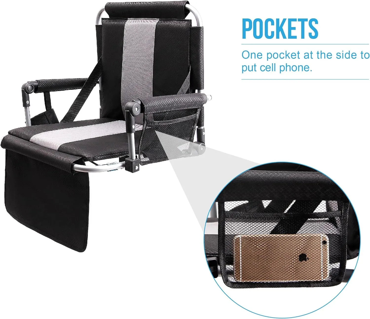 ALPHA CAMP Stadium Seat Chair for Bleachers with Back & Arm Rest
