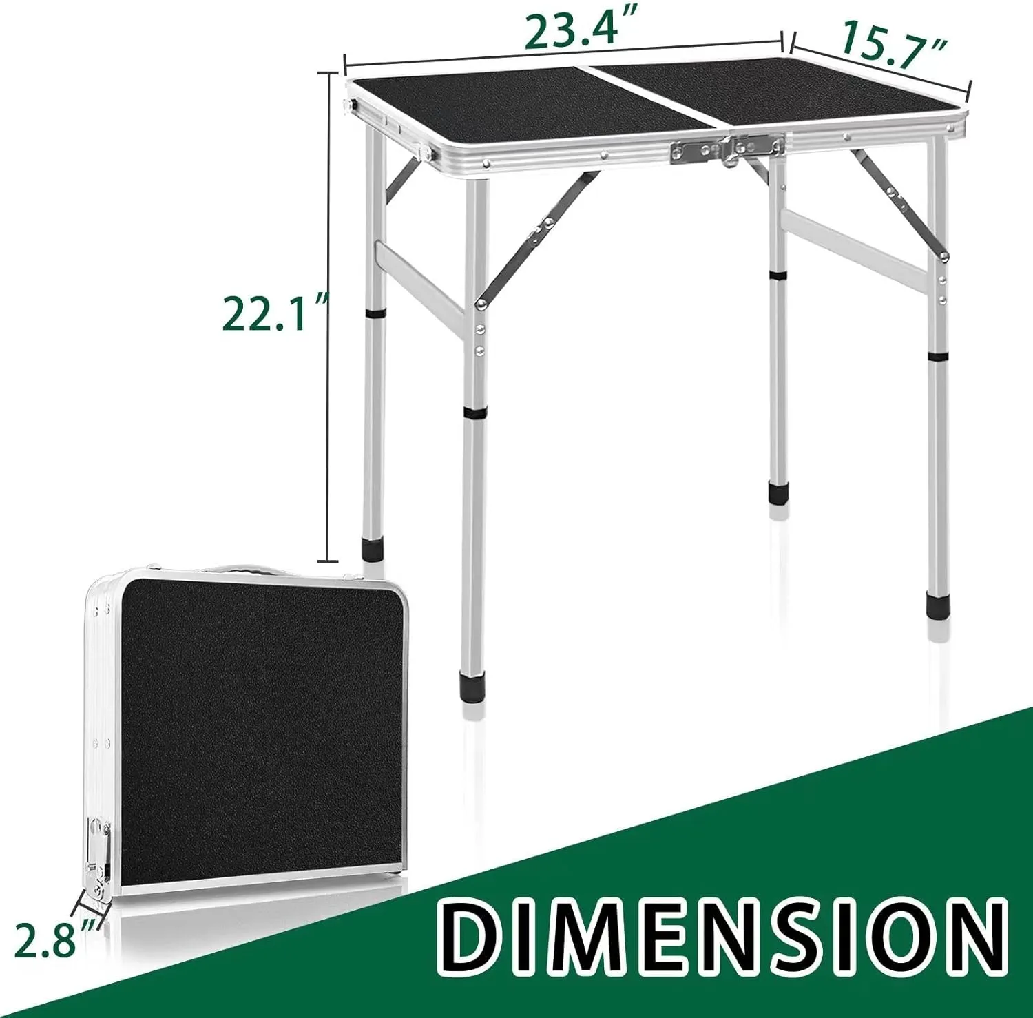 Aluminum Folding Small Table, Adjustable Height Lightweight Portable Camping Table for Picnic Beach Outdoor Indoor (Small) (BlackB)