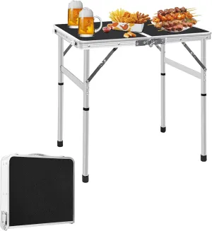 Aluminum Folding Small Table, Adjustable Height Lightweight Portable Camping Table for Picnic Beach Outdoor Indoor (Small) (BlackB)