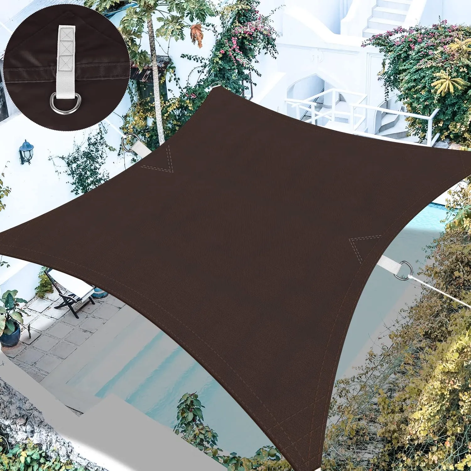 Ankuka Waterproof Sun Shade Sails Canopy Awning Shelter, UV Blockage Backyard Patio Garden Carport(13'x19.5', Brown)