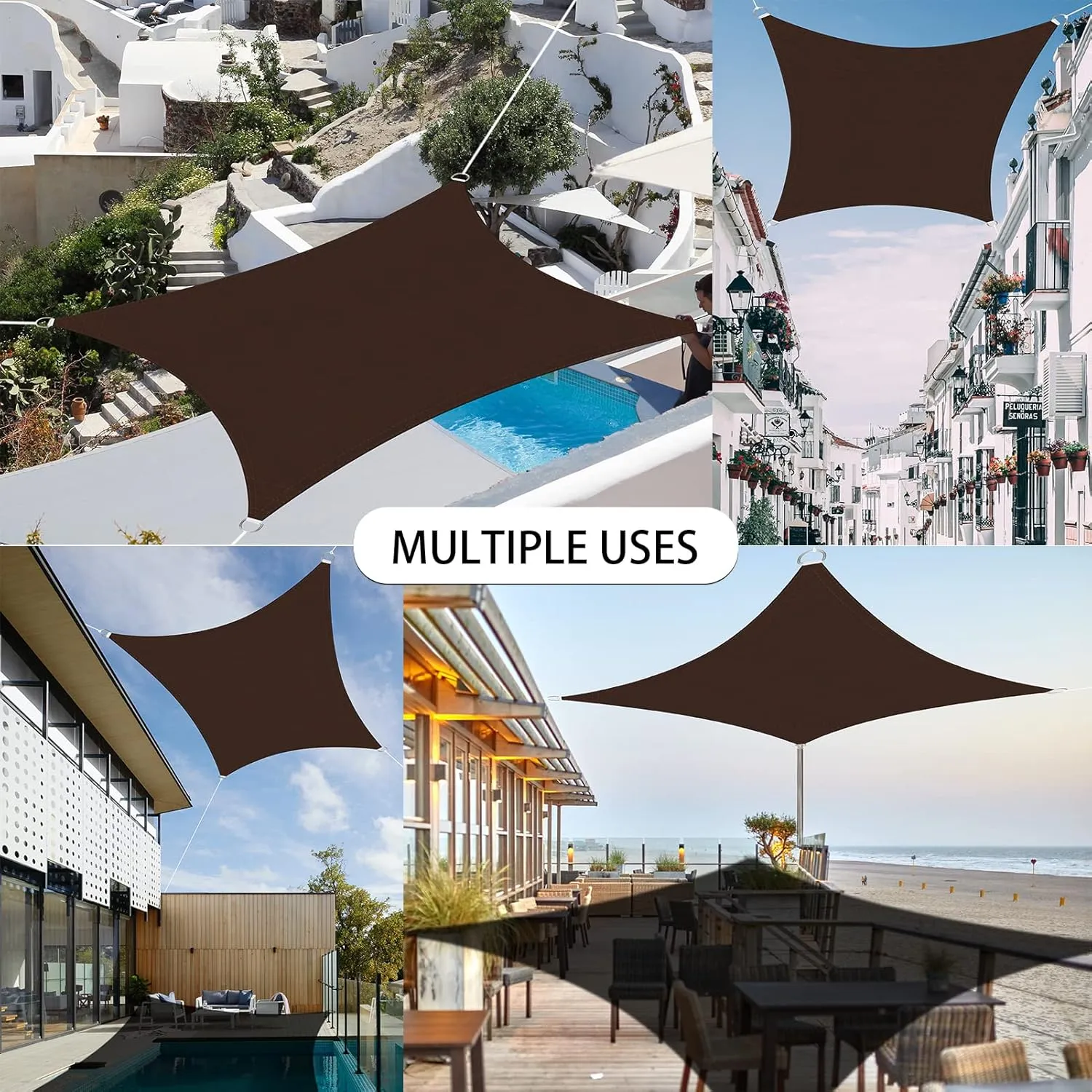 Ankuka Waterproof Sun Shade Sails Canopy Awning Shelter, UV Blockage Backyard Patio Garden Carport(13'x19.5', Brown)