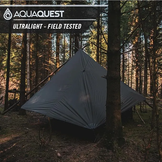 AquaQuest Guide Camping Tarp - Ultralight Tent Cover or Rain Fly - Waterproof Camping Gear Must Haves for Hiking, Hammock, Bivy & Survival, 20 x 13 ft, Olive Drab