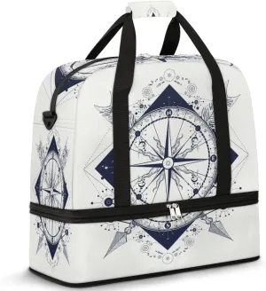 Art Compass Arrow Travel Travel Duffle Bag, Large Sports Gym Bag with Shoe Compartment, Waterproof Carry on Tote Bag, Foldable Weekender Overnight Bag for Women Men