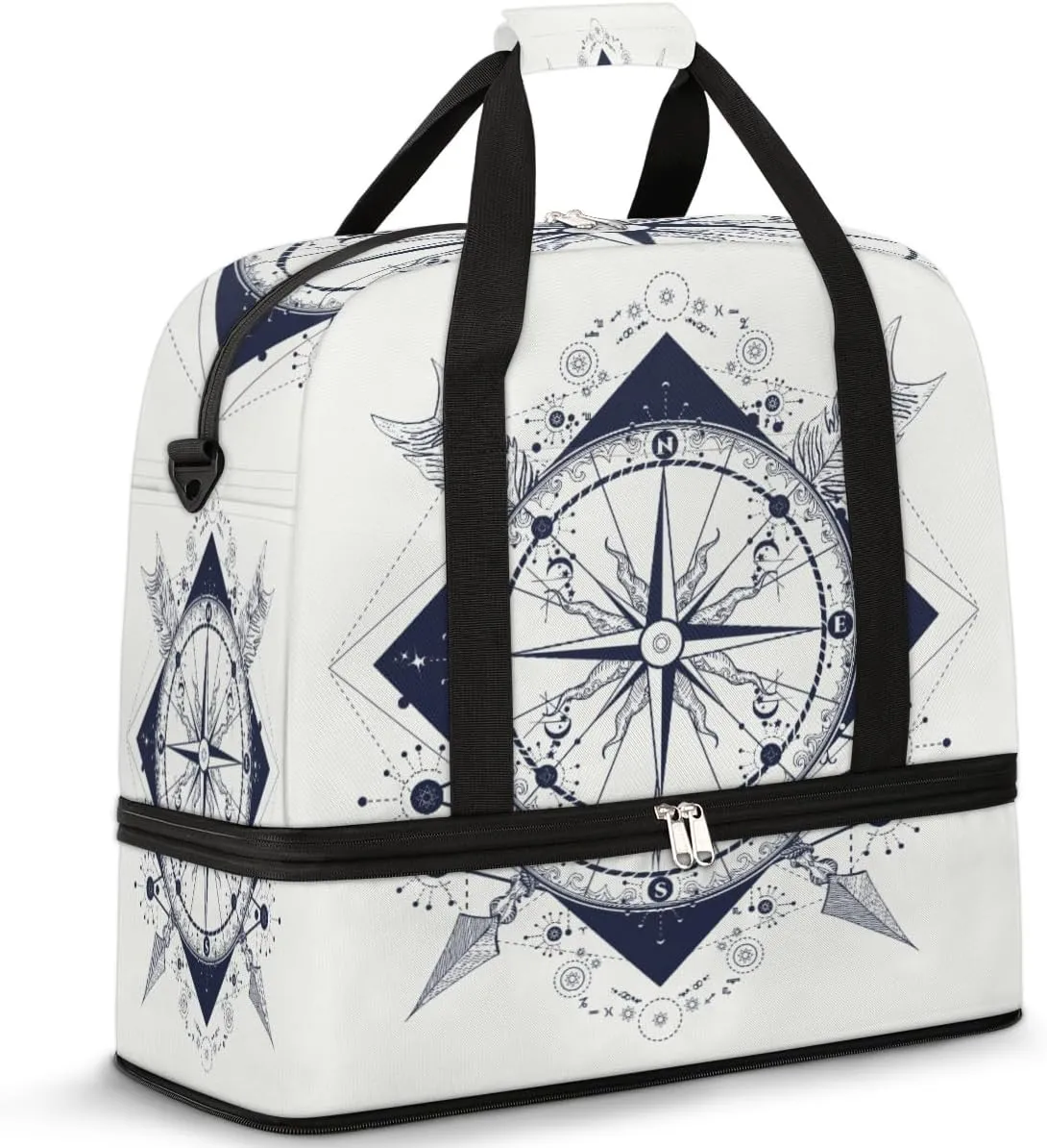Art Compass Arrow Travel Travel Duffle Bag, Large Sports Gym Bag with Shoe Compartment, Waterproof Carry on Tote Bag, Foldable Weekender Overnight Bag for Women Men
