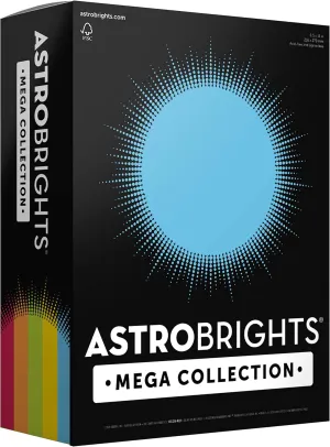 Astrobrights Mega Collection, Colored Paper,"Classic" 5-Color Assortment, 625 Sheets, 24 lb/89 gsm, 8.5" x 11" - MORE SHEETS! (91623)