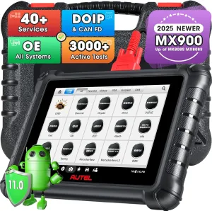 Autel MaxiCheck MX900 Scanner, 2025 V2.0 Bidirectional Diagnostic Scan Tool, Newer of MaxiCOM MK900 MK808S MX808S MS906, CAN FD & DoIP, 3000  Active Tests 40  Services as MP900, All Systems, FCA, 11OS