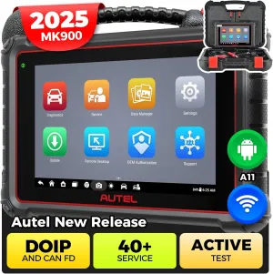 Autel Scanner MaxiCOM MK900: 2025 Same as MK900BT MK900-BT MX900 Bidirectional Diagnostic Tool, 8in Up of MK808S MK808BT Pro MX808S MK808Z, 3K  Active Tests, 40  Service, CAN-FD&DOIP, All System, FCA