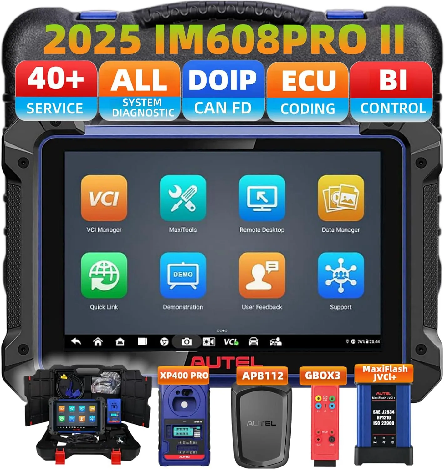 Autel Scanner MaxiIM IM608 PRO II, 2025 TOP Scan Tool Upgrade of IM608 PRO/ IM608 II, 40  Service, OE Full Diagnostic, 3000  Bidirectional Tool, Advanced ECU Coding, CAN FD& DOIP, AutoScan 2.0