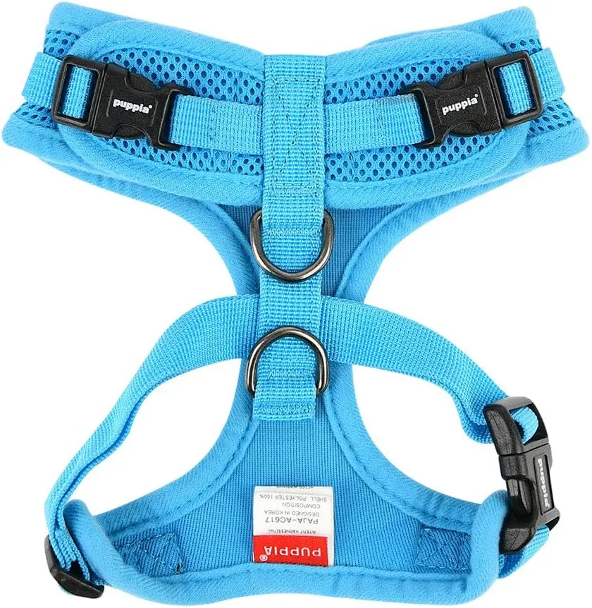 Authentic Puppia RiteFit Harness with Adjustable Neck, Sky Blue, Large