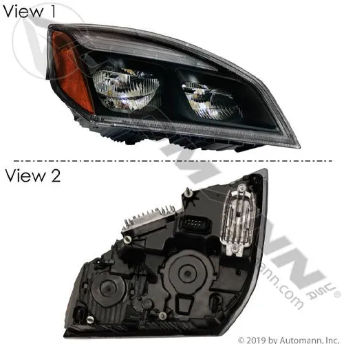 Automann Headlamp Right Hand Black Freightliner | 564.46002R