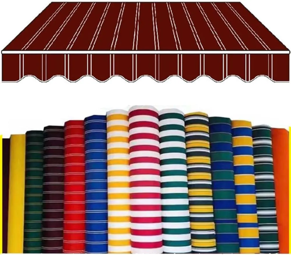 Awning Fabric Cover Replacement Sun Shade Shelter Fabric Replacement Water-Resistant Top Cover Red Blue Beige Green Black Stripe Polyester Canvas(Red,13x9.8ft/4x3m)