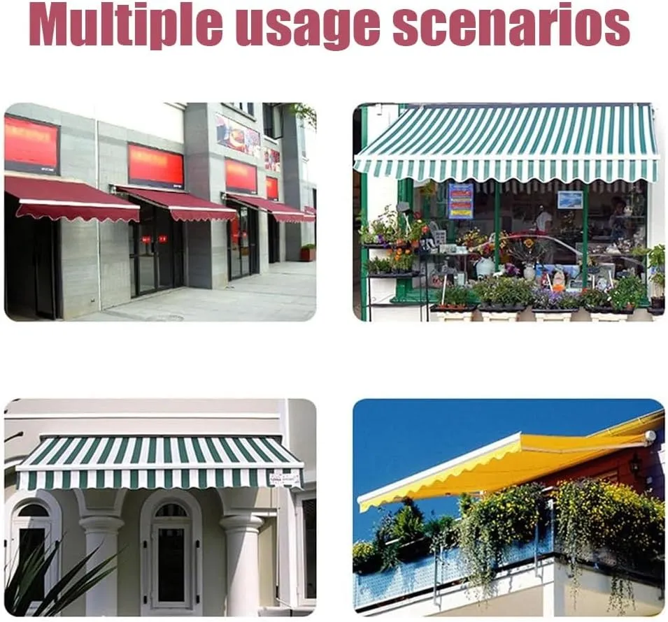 Awning Fabric Cover Replacement Sun Shade Shelter Fabric Replacement Water-Resistant Top Cover Red Blue Beige Green Black Stripe Polyester Canvas(Red,13x9.8ft/4x3m)