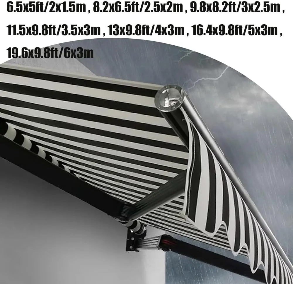 Awning Fabric Cover Replacement Sun Shade Shelter Fabric Replacement Water-Resistant Top Cover Red Blue Beige Green Black Stripe Polyester Canvas(Red,13x9.8ft/4x3m)