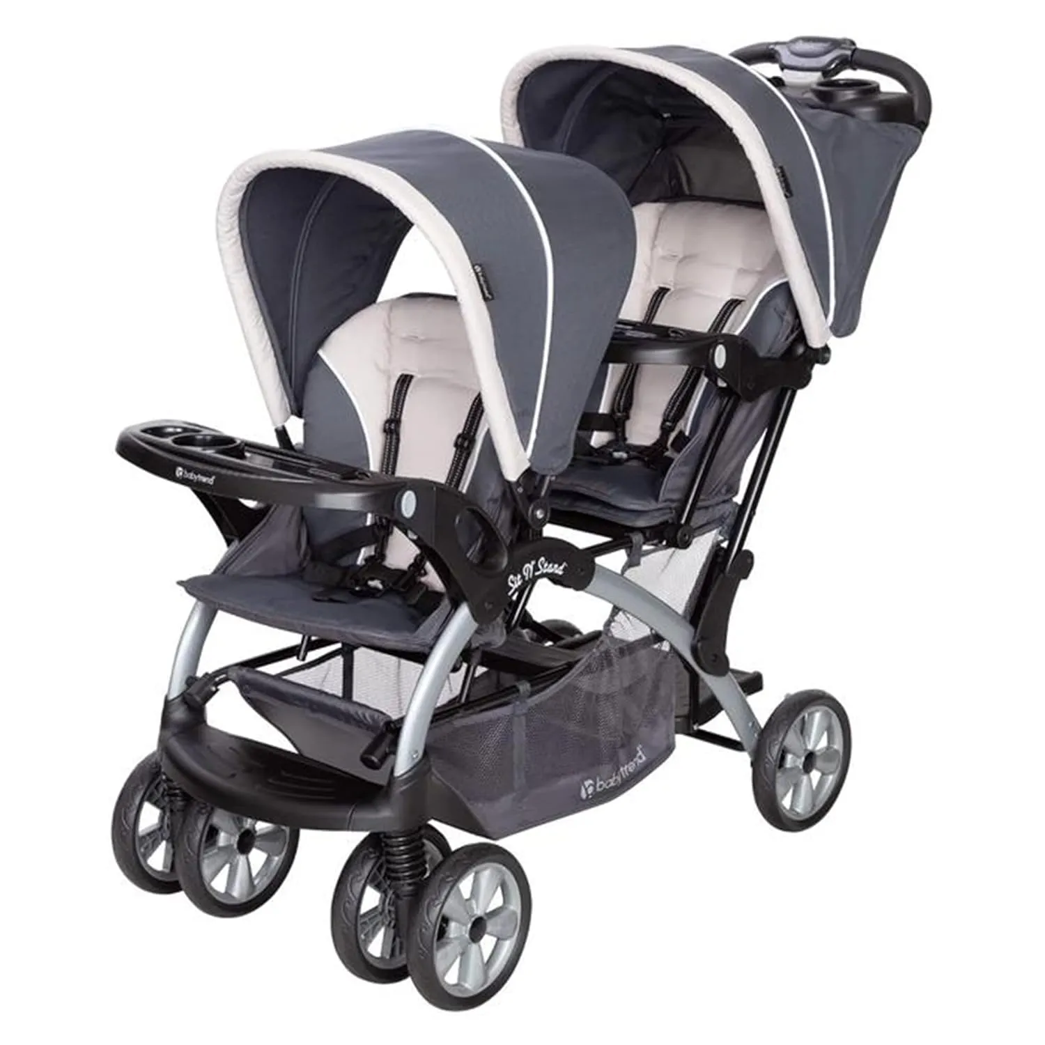 Baby Trend Infant and Toddler Double Stroller & Car Seat Combo, 2 Pc Set, Magnolia - Portable and Lightweight Stroller Duo and Car Seat Travel System Tandem