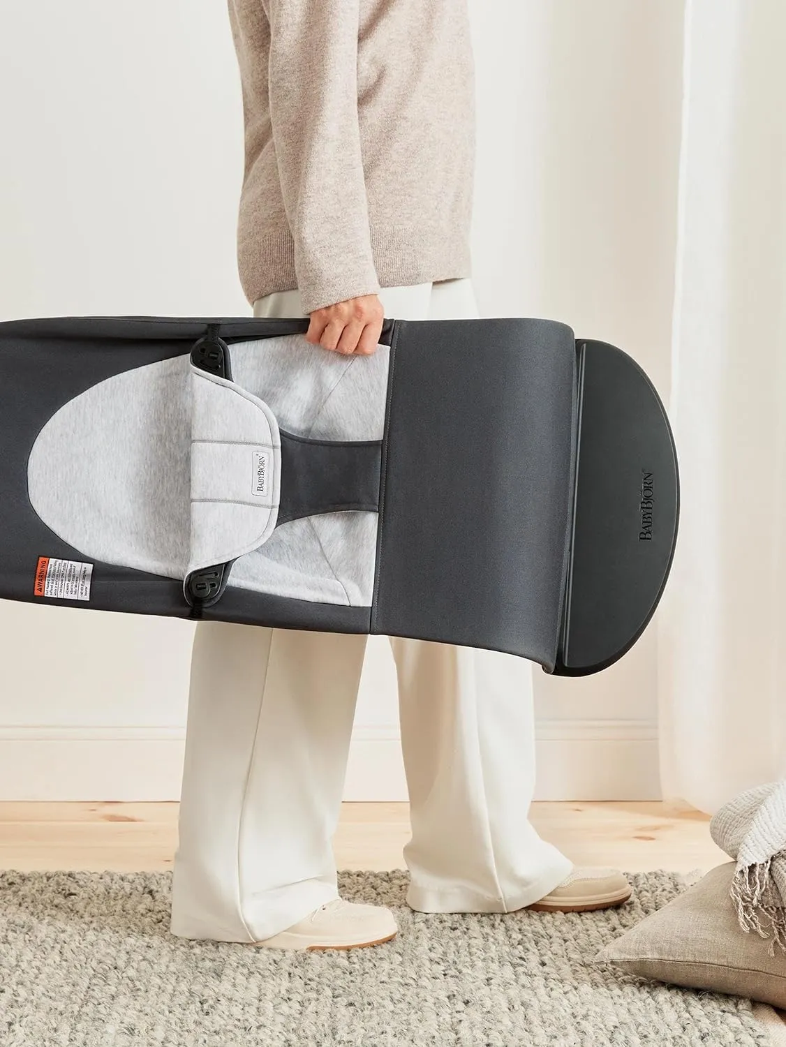 BabyBjörn Bouncer Balance Soft, Woven/Jersey, Dark Gray/Gray | 2-in-1 Adjustable Baby Bouncer Seat and Toddler Chair, Newborn to Toddler (8-29 lbs), 4 Positions, Lightweight & Portable