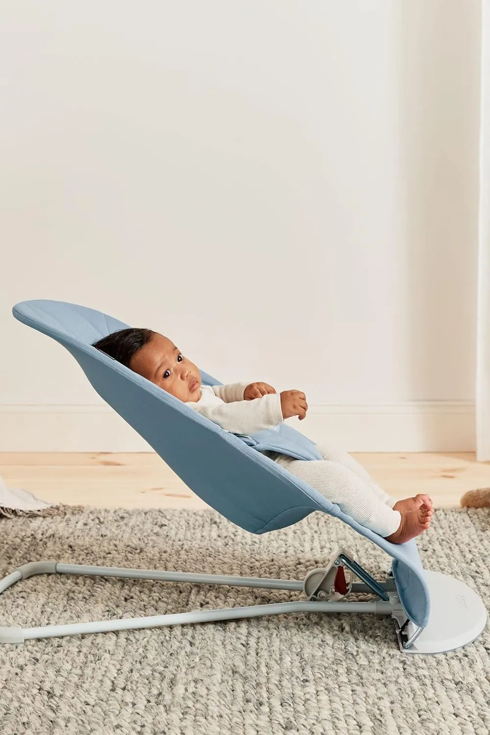 BabyBjörn Bouncer Bliss, Blue, Woven, Petal Quilt | 2-in-1 Adjustable Baby Bouncer Seat and Toddler Chair, Newborn to Toddler (8-29 lbs), 4 Positions, Lightweight & Portable