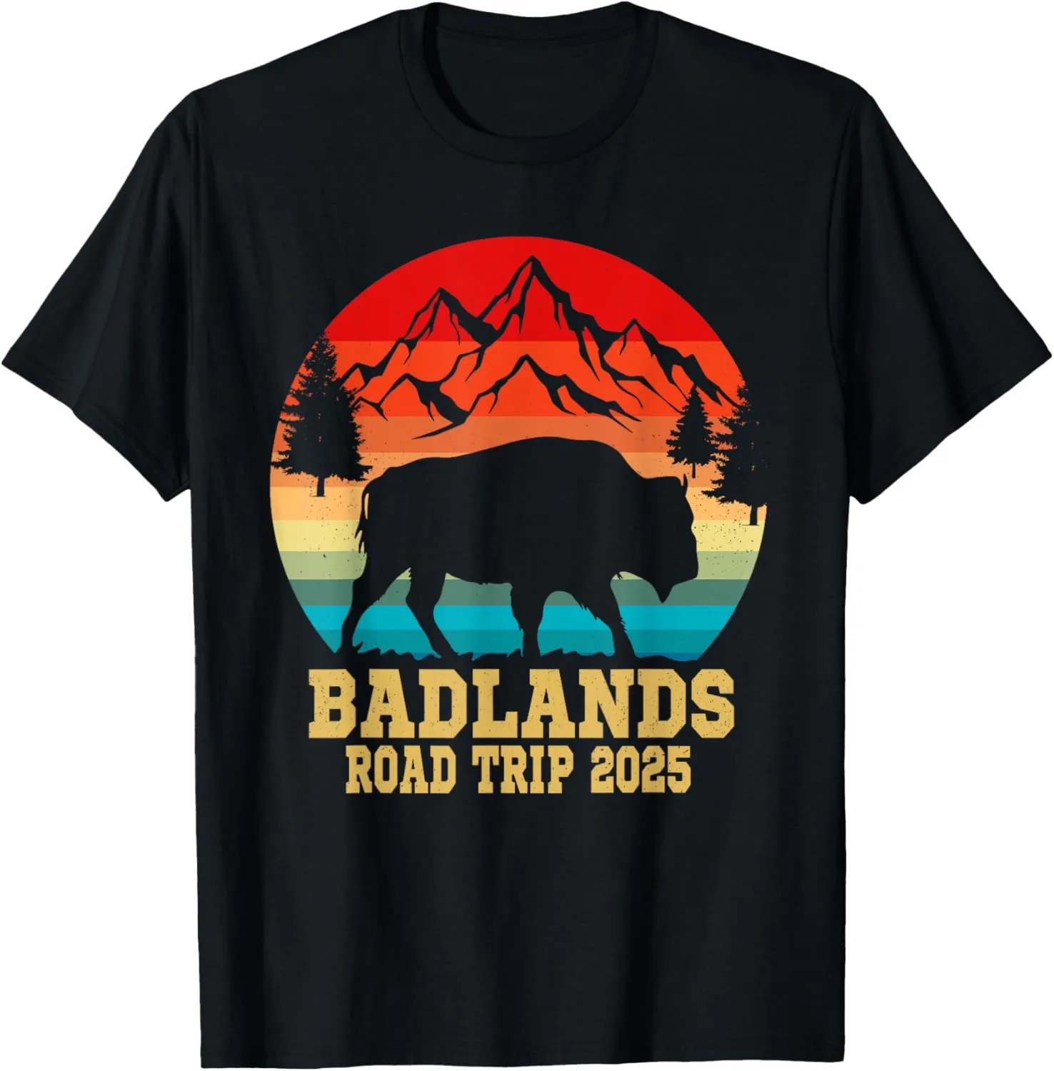 Badlands National Park South Dakota Buffalo Bison Road Trip T-Shirt