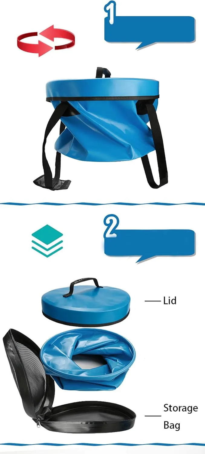 BANCHELLE Collapsible Camping Bucket with Lid 5 Gallon for Traveling Fishing Gardening