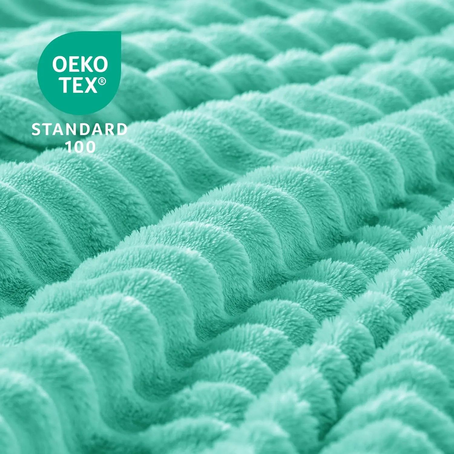 BEDELITE Fleece Throw Blanket for Couch – 3D Ribbed Jacquard Soft and Warm Decorative Fuzzy Blanket – Cozy, Fluffy, Plush Lightweight Aqua Throw Blankets for Bed, Sofa, 50x60 inches
