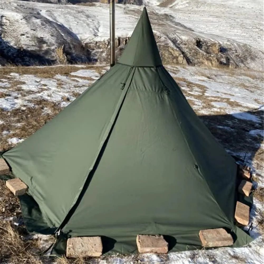 Bell Tent Waterproof Canvas Glamping Bell Tents with Stove Jack, Double Large Outside Tents All 3-4 Season Camping Yurt Style Tent (White 160X240CM) (Green 160X240CM)