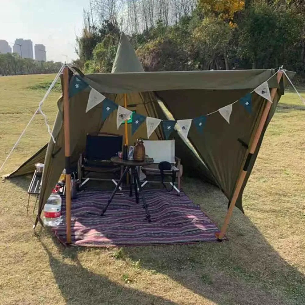 Bell Tent Waterproof Canvas Glamping Bell Tents with Stove Jack, Double Large Outside Tents All 3-4 Season Camping Yurt Style Tent (White 160X240CM) (Green 160X240CM)