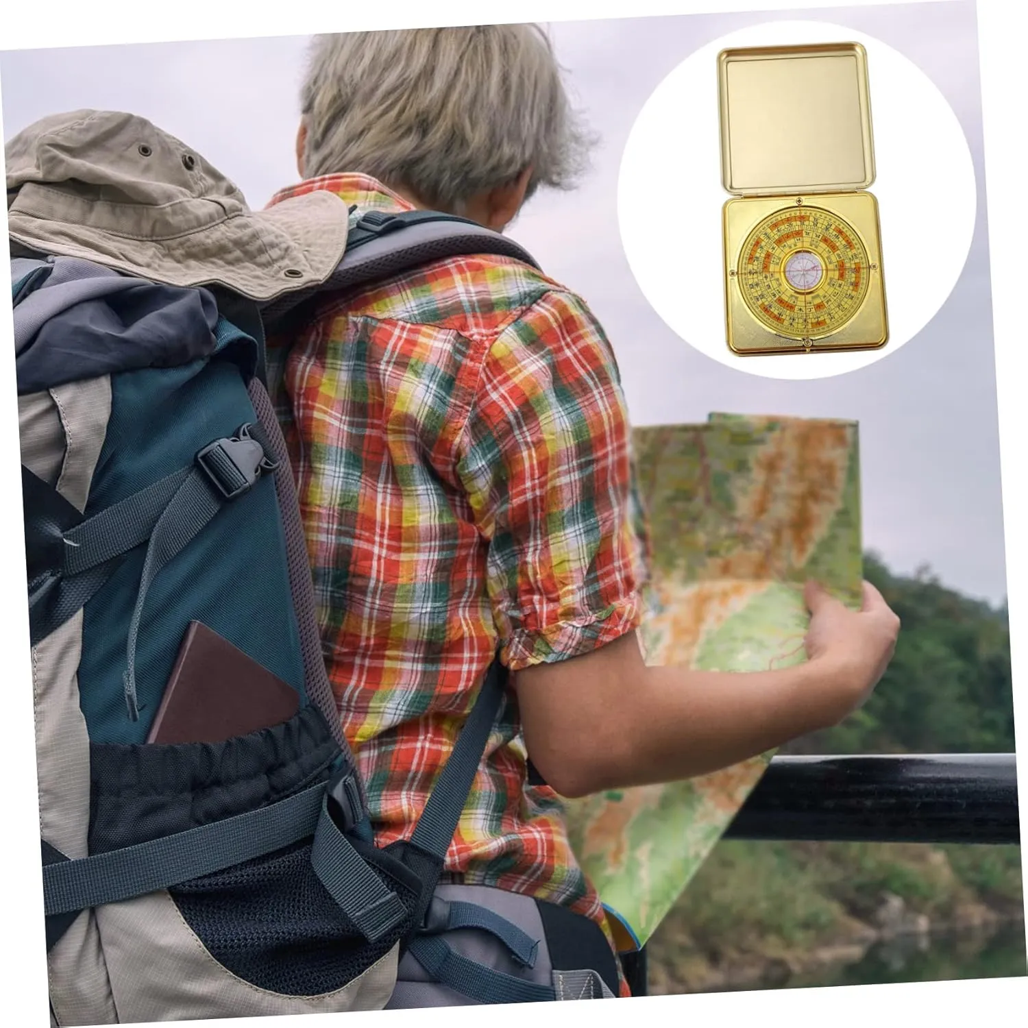 BESPORTBLE Feng Shui Compass Portable Pan Compass for Outdoor Navigation Durable Design Chic Retro Style Easy to
