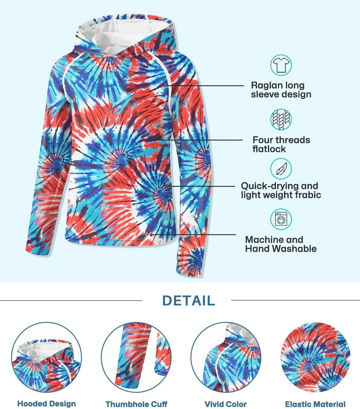 BesserBay Boys Sun Protection Hooded Long Sleeve Rashguard Shirt 1-14 Years