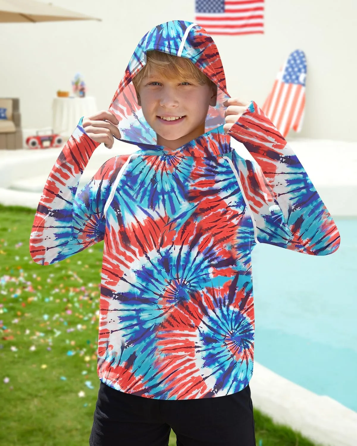 BesserBay Boys Sun Protection Hooded Long Sleeve Rashguard Shirt 1-14 Years