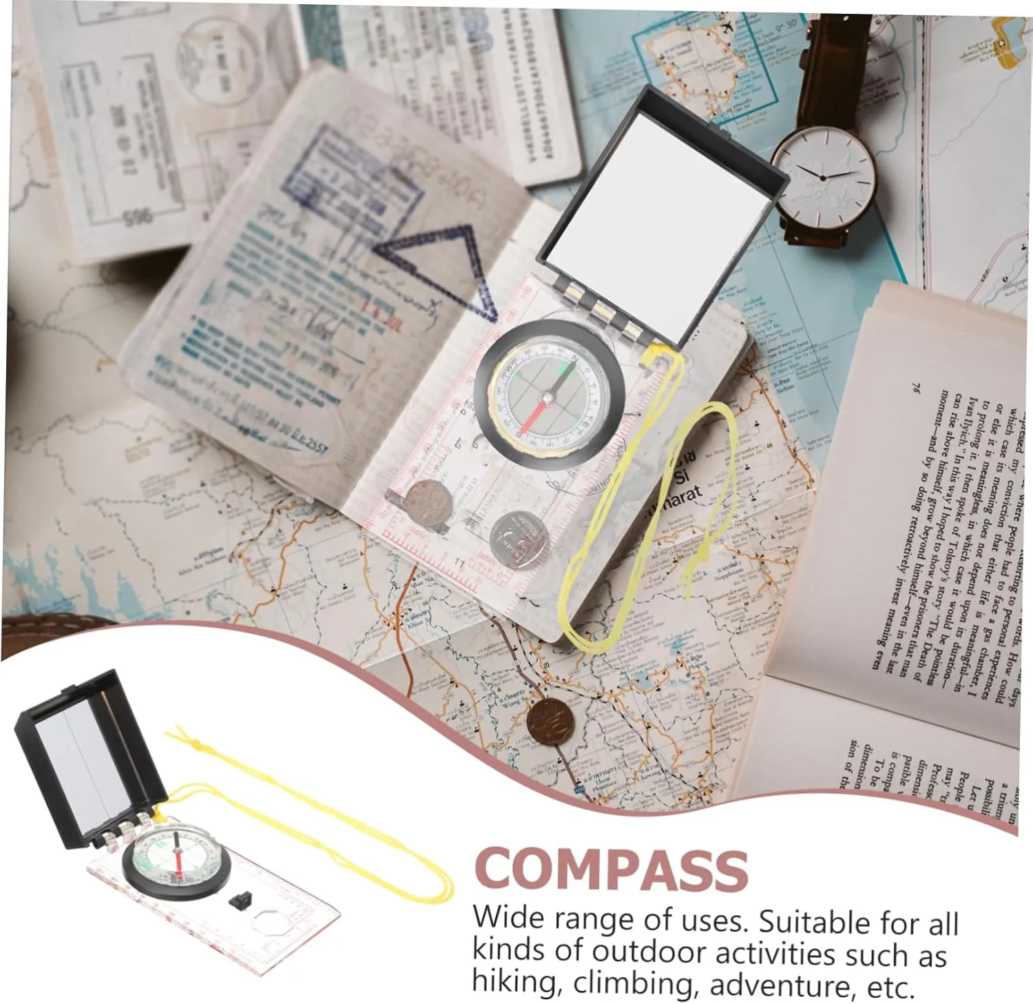 BESTonZON Outdoor Survival Compass Multifunctional Mapping Tool for Hiking Camping and Navigation Durable Portable