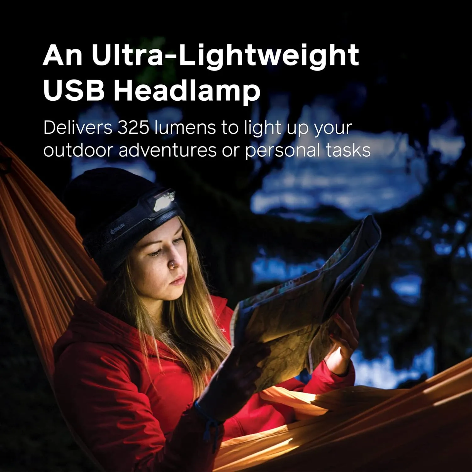 BioLite, HeadLamp 325, 325 Lumens, Ultra-Lightweight & USB Rechargeable with Versatile Light Modes, Midnight Grey