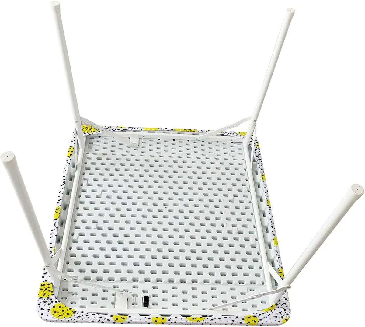 Black Yellow White Fitted Tablecloth Primitive Patterns of Minimalism Picnic Table Tablecloth Covers Set for Picnics Indoor and Outdoor Dining Geometric Fits up 4 Foot Tables
