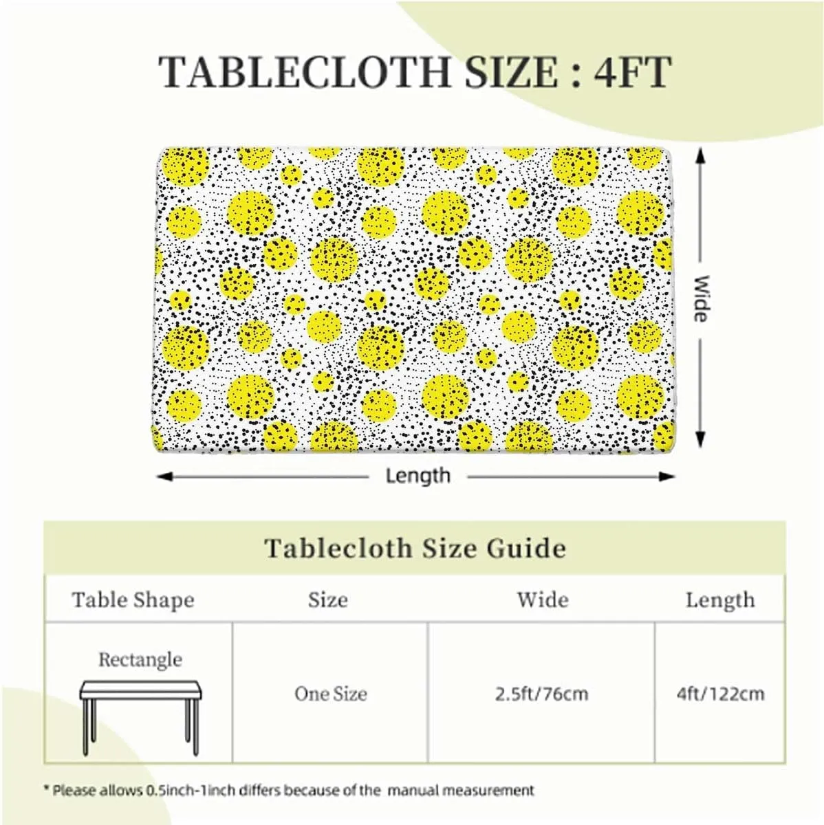 Black Yellow White Fitted Tablecloth Primitive Patterns of Minimalism Picnic Table Tablecloth Covers Set for Picnics Indoor and Outdoor Dining Geometric Fits up 4 Foot Tables