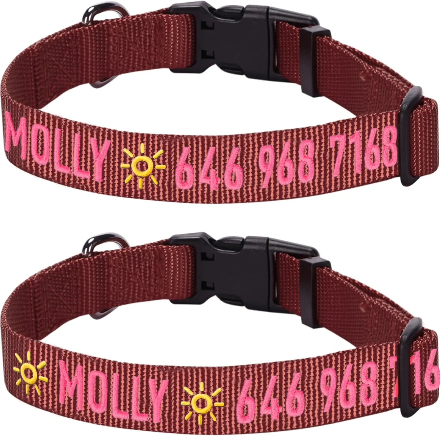 Blueberry Pet Essentials Personalized Dog Collars for Large Dogs | Adjustable & Personalized Dog Collar with Name Tag - Embroidered with Pet Name & Phone Number (Fired Brick, Large)