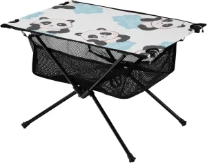 Bolaz Outdoor Folding Portable Picnic Camping Table-Cartoon Panda Cute Pattern,Storage Mesh for Camping Gear Accessories, Hiking, Mountaineering, Outdoor Travel
