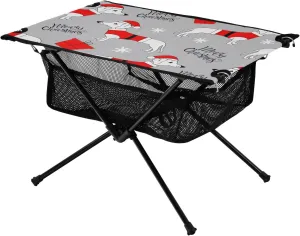 Bolaz Outdoor Folding Portable Picnic Camping Table-Christmas Funny Dog6,Storage Mesh for Camping Gear Accessories, Hiking, Mountaineering, Outdoor Travel