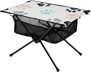 Bolaz Outdoor Folding Portable Picnic Camping Table-Colorful Dog Paw Prints,Storage Mesh for Camping Gear Accessories, Hiking, Mountaineering, Outdoor Travel