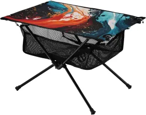 Bolaz Outdoor Folding Portable Picnic Camping Table-Colorful Marble2,Storage Mesh for Camping Gear Accessories, Hiking, Mountaineering, Outdoor Travel