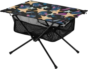 Bolaz Outdoor Folding Portable Picnic Camping Table-Colorful Star Print,Storage Mesh for Camping Gear Accessories, Hiking, Mountaineering, Outdoor Travel